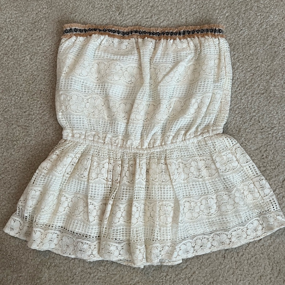 Anthropologie Strapless Lace Top